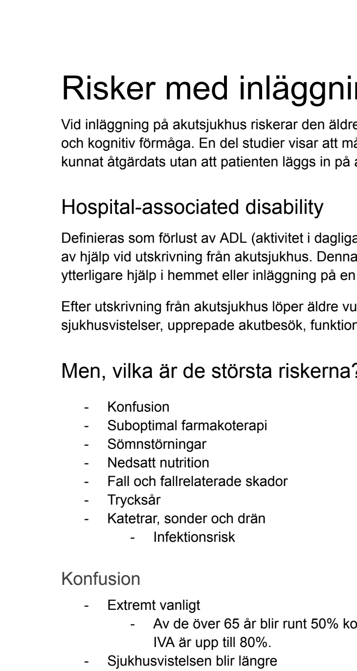 Geriatrik: anteckningar