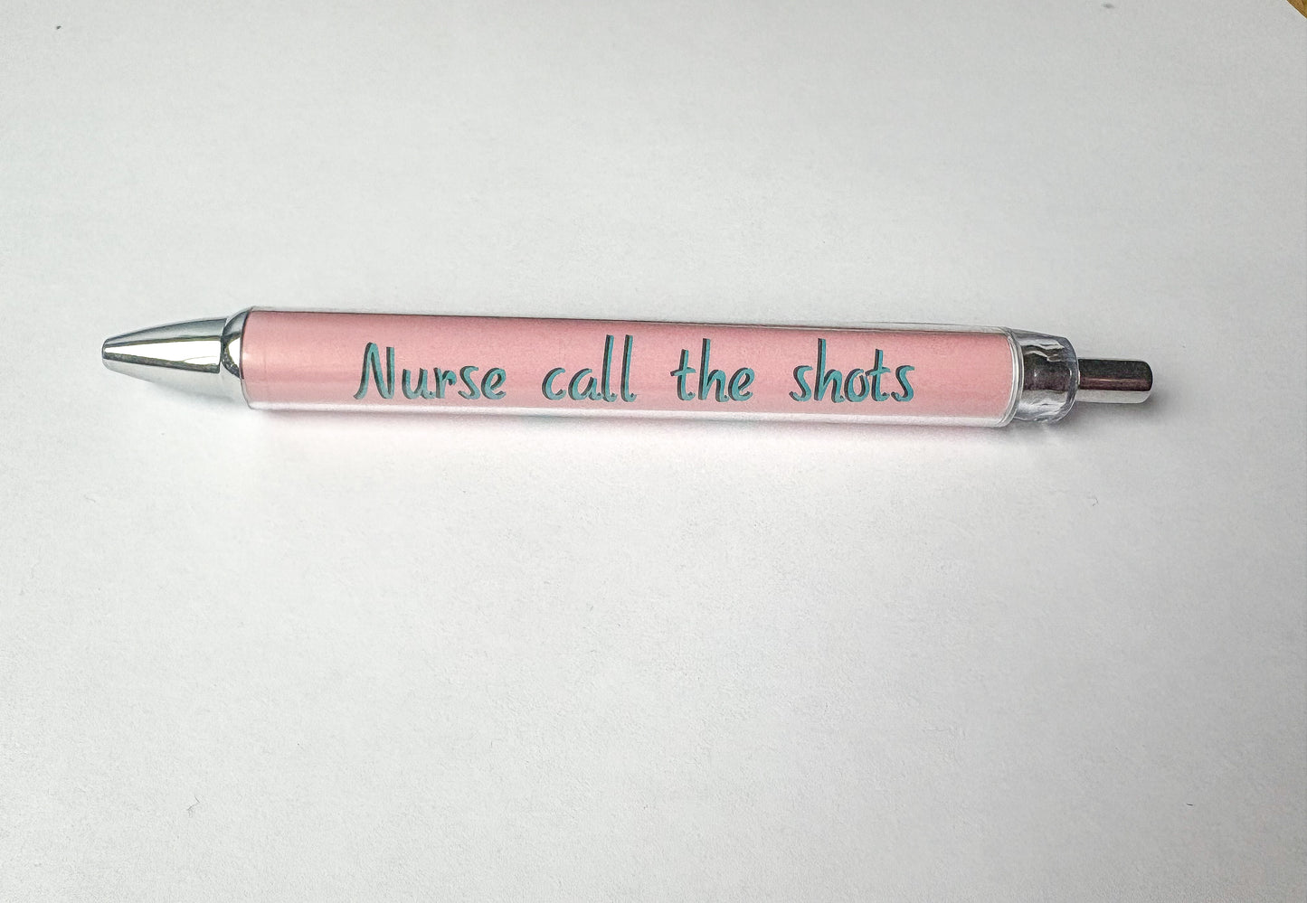 Penna: Nurse, olika färger och text