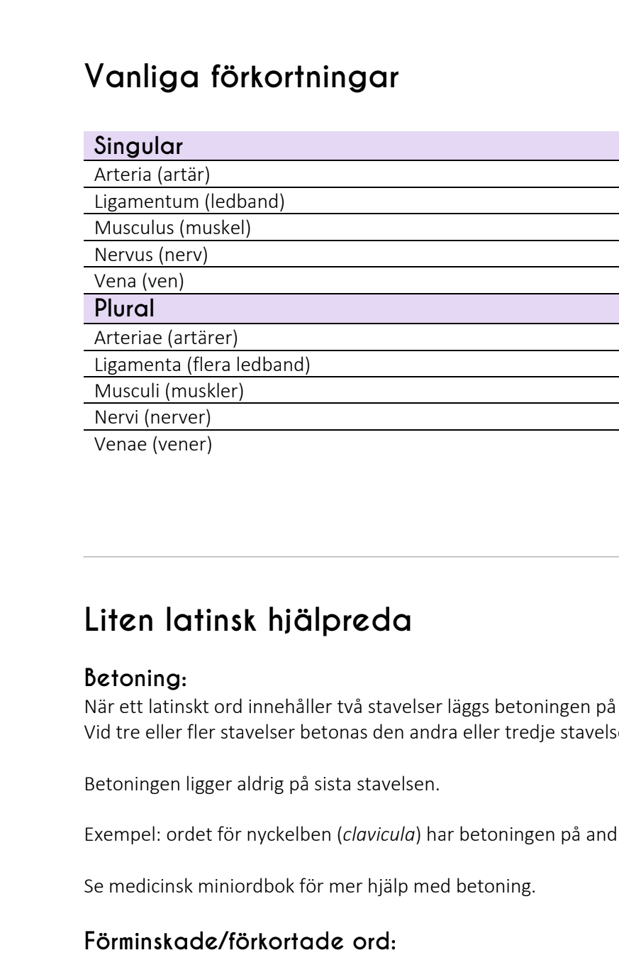 Anatomi och fysiologi: Anteckningar
