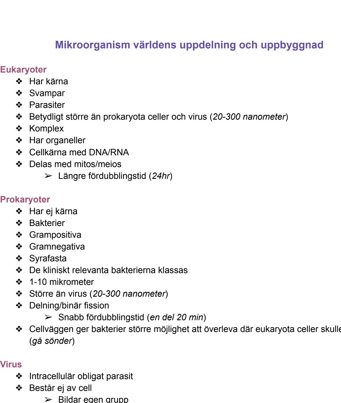 Mikrobiologi: anteckningar