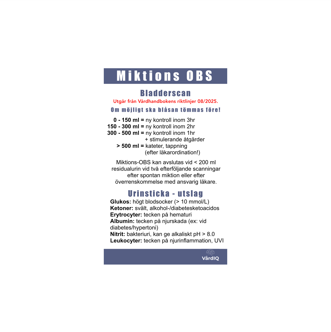 Miktions-OBS/Bladderscan/Urinsticka