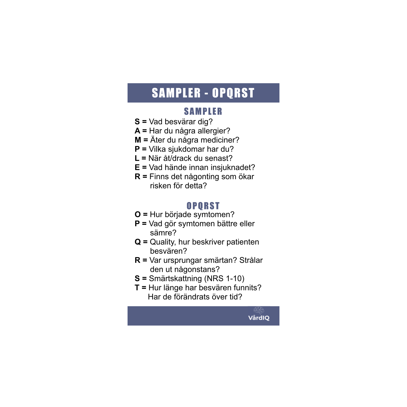 SAMPLE och OPQRST